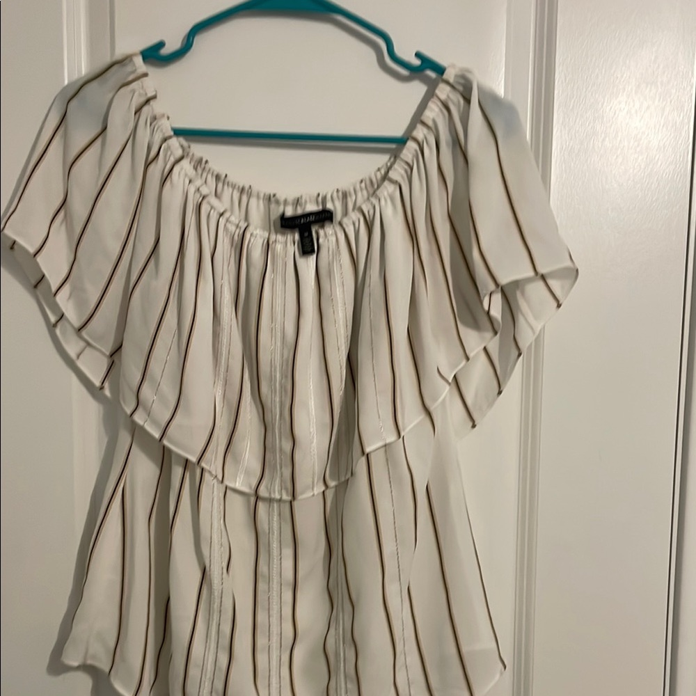 White House Black Market White Flutter Sleeve Blouse